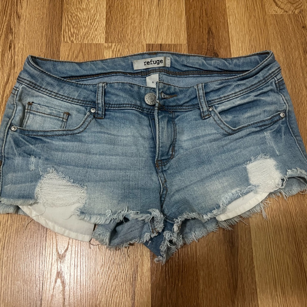Refuge Distressed Blue Jean Shorts